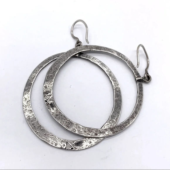 Silpada Hammered Oxidized Sterling Hoop Earrings - Picture 3 of 3